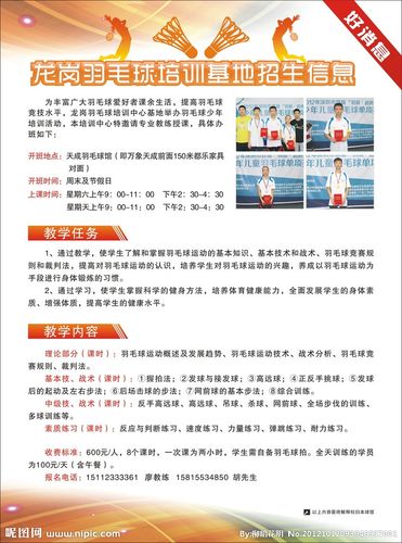 天成学校羽毛球海报图片