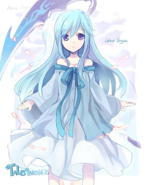 蓝色头发紫瞳的动漫少女图片(要高冷的)