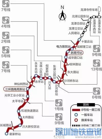 站点线路图:6,龙潭寺东站(末站)5,龙潭寺西站4,北湖公园东站(换乘