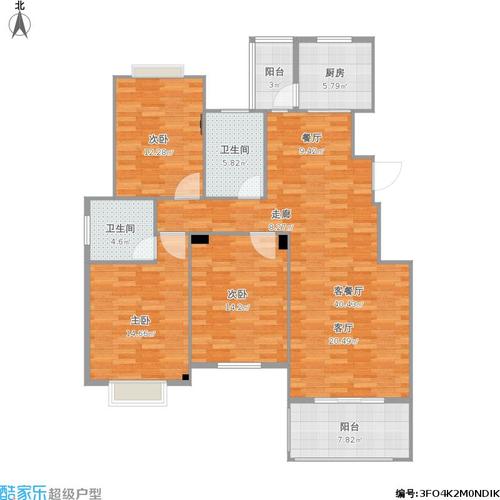 广华华美新区续建a期3室1厅2卫1厨173.00㎡户型图