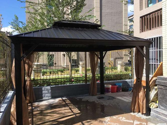 卢森堡双顶镀锌棚豪华双顶凉棚庭院凉亭(带围布,带