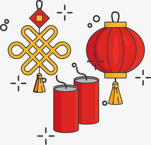 灯笼鞭炮大年初一素材