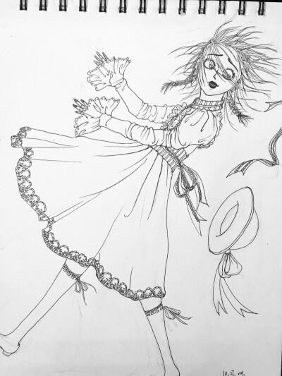 坠落的女孩的简笔画