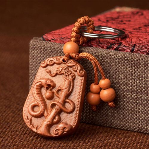 桃木饰品十二生肖属相吊坠桃木雕刻木质饰品项链生日礼物复古中国风