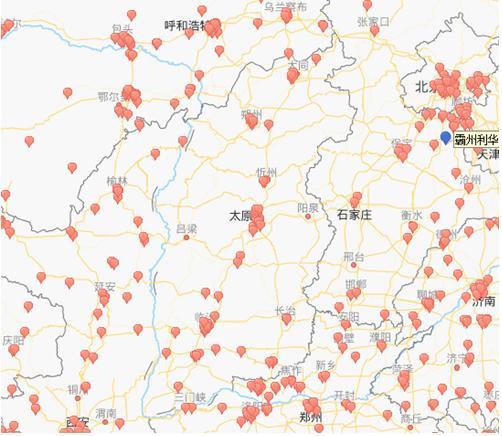 山西省已经建成运营的lng加气站多分布在g108国道和g55二广高速公路