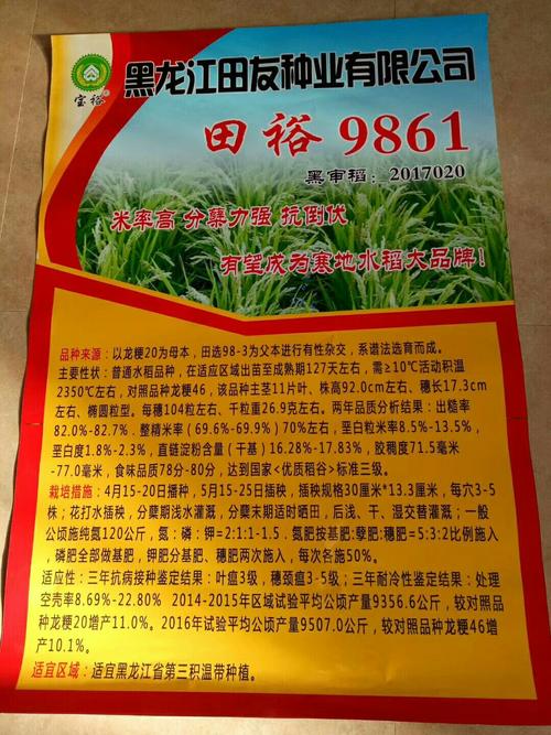 水稻种子有:田裕9861,龙桦1号,龙桦2号!龙洋1号,盛誉1号等!