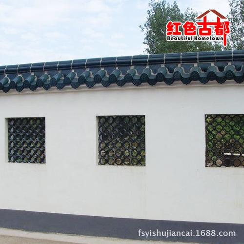 佛山古建园林青瓦凉亭围墙楼阁 寺院祠堂陶瓷黄色绿色琉璃瓦