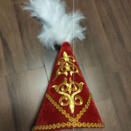 新疆哈萨克族女款演出帽子成人圆筒羽毛毛帽民族帽子