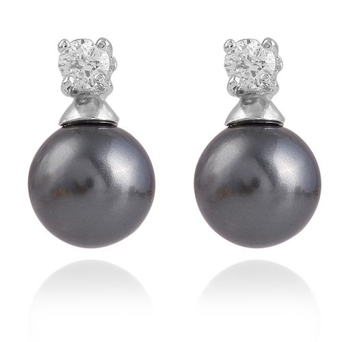 经典百搭款 925银天然母贝珍珠耳钉 大溪地黑珍珠 10mm正圆