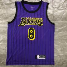 篮球服18赛季湖人队紫色条纹限定科比詹姆斯nba球衣一件代发