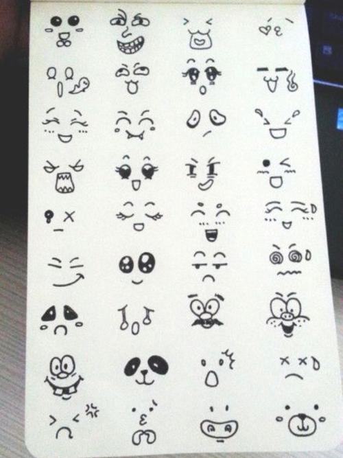 表情素材/眼睛嘴巴画法/儿插简笔画基础_插画_简笔画