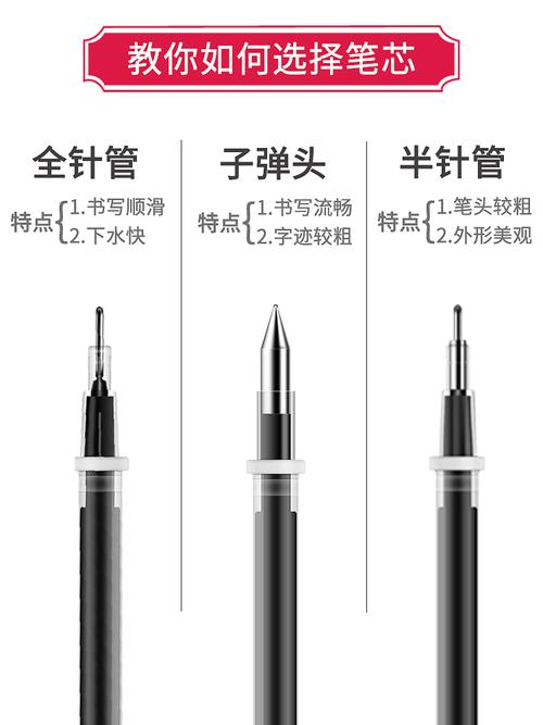 得力文具学生中性笔芯0.38子弹头水笔替芯全针管0.