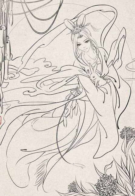 奔月简笔画嫦娥奔月图片嫦娥玉兔的简笔画图片儿童画怎么画玉兔图片