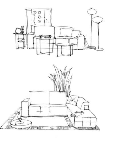 室内速写效果图素材