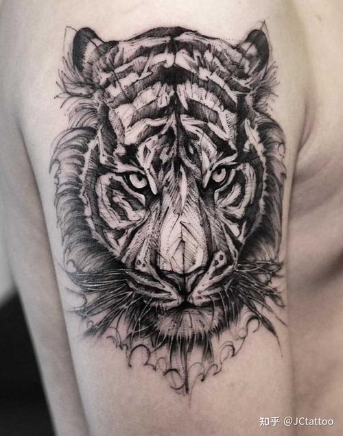 jctattoo 的想法: 今日纹身稿图推荐,速写风老虎 超级