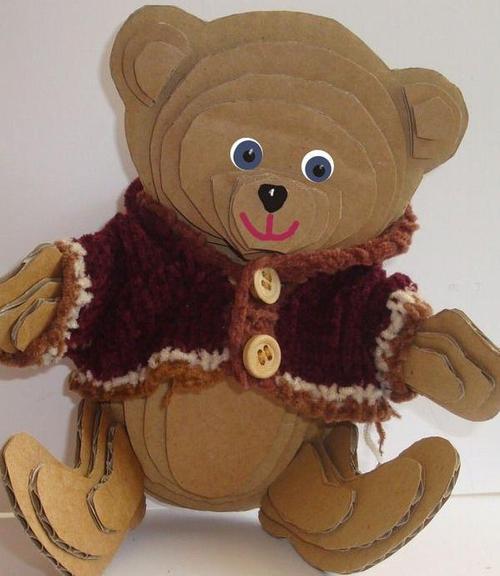 用废纸箱制作的可爱的创意手工diy小熊,小狗