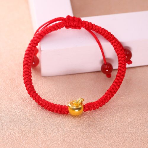 百泰3d硬金苹果转运珠手链黄金坠子计价编手绳