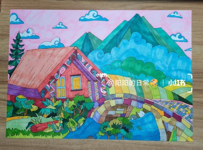 马克笔画《风景》_风景_手绘_马克笔_颜色搭配_马克笔