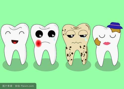 生病和不健康的牙齿概念.滑稽卡通人物.矢量插画