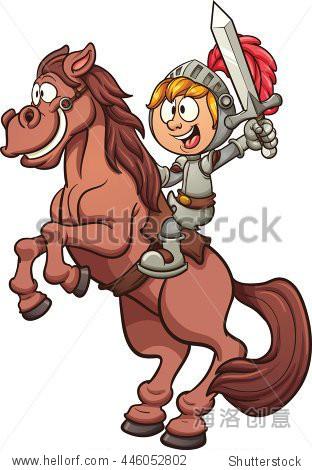 cartoon knight riding a horse.