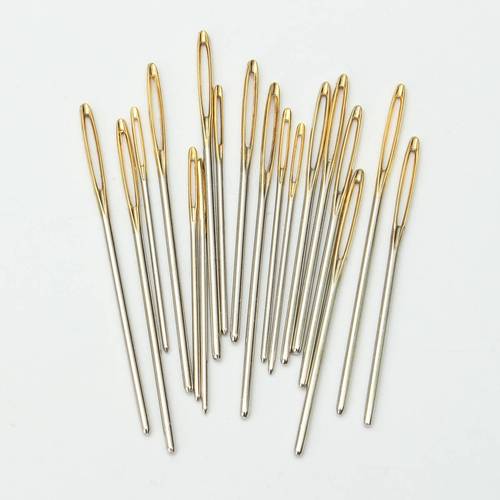 18pcs 3 sizes large knitting sewing needles gold