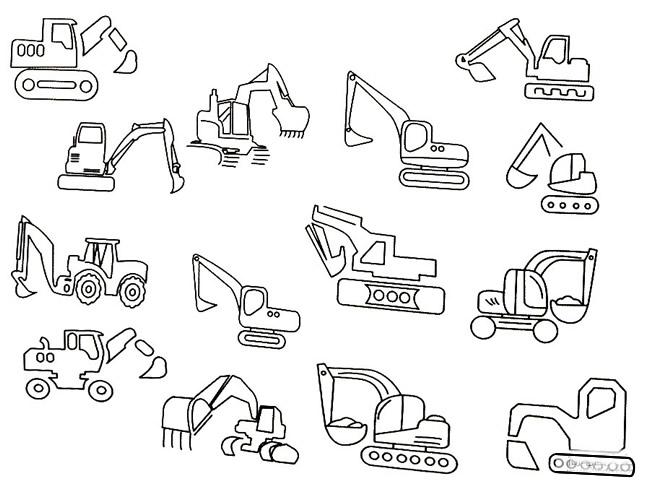 挖掘机简笔画大全及画法步骤