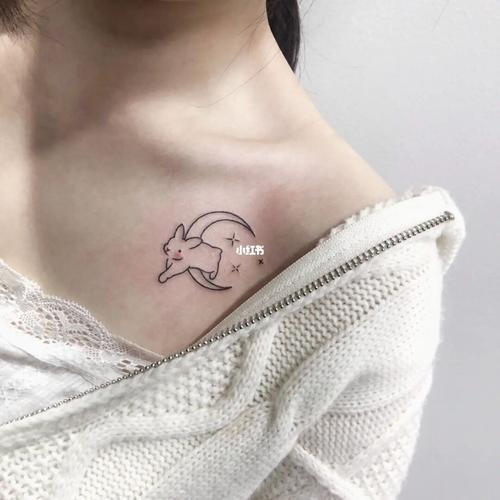 纯线条の可爱兔子92纹身_纹身_兔子_the one·tattoo studio自由行