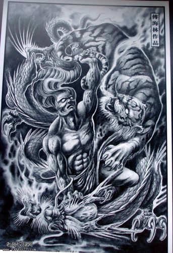 降龙罗汉纹身_满背降龙罗汉纹身_降龙罗汉佛像_降龙