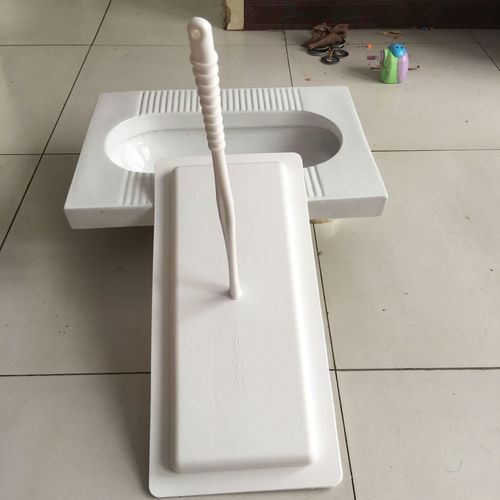 旱厕改造通用蹲便器防臭盖板蹲坑盖子厕所便池封闭盖手拿密封 白色