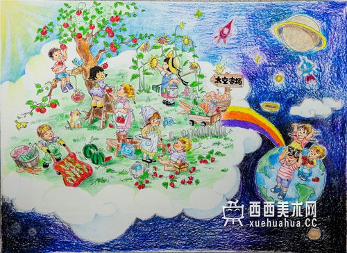 儿童科幻画太空农场赏析