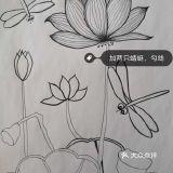 线描荷花