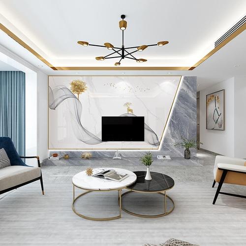 斯奇悬空大理石电视背景墙瓷砖客厅现代简约影视墙石材大板轻奢装饰墙