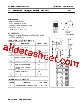 tip142t 数据表 (html) - inchange semiconductor company limited