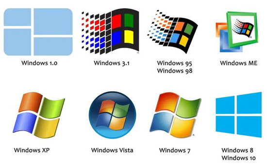 此前历代windows系统徽标