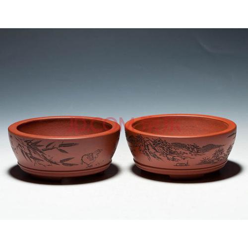 新寅陶艺 宜兴紫砂壶 紫砂摆件 杂玩 花盆 沈小君制 矮玉兰 花盆 (一