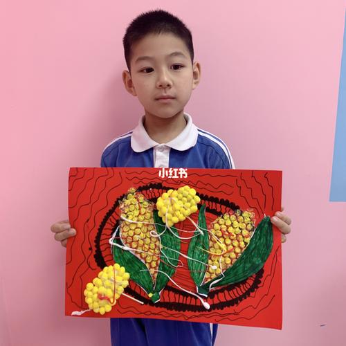 儿童创意画/香甜玉米/综合材料绘画_玉米_儿童画_绘画