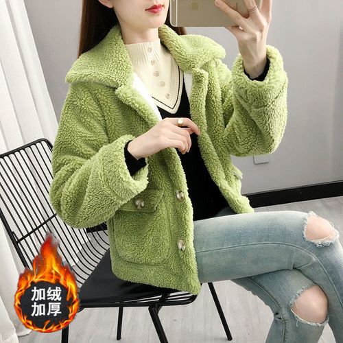 【加绒加厚】羊羔毛外套女秋冬季2021新款小个子时尚流行一体上衣