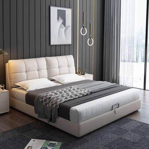 北欧科技布床现代简约双人床轻奢大小户型储物床简欧