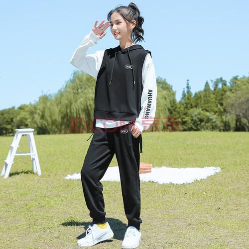 女童春装套装2021新款春秋网红洋气中大童时髦儿童女孩运动三件套自营