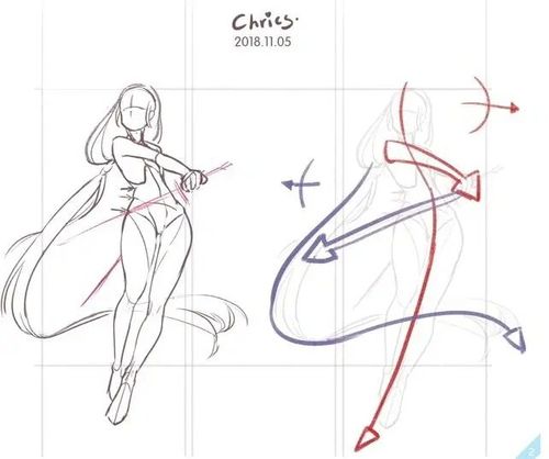 【板绘素材】女性人体动态 线稿_板绘_素材_线稿_文化