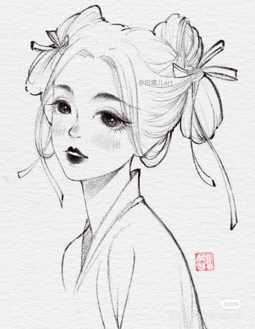 这组古风人物速写作品来自小红书作者白鹿儿art.