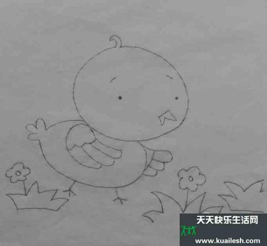 儿童简笔画小鸡捉虫