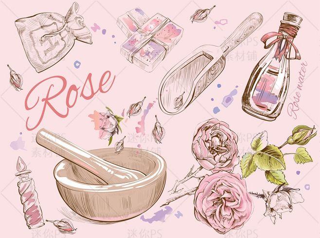 [编号328]唯美少女洗漱薰衣草玫瑰甘菊精油化妆品面霜