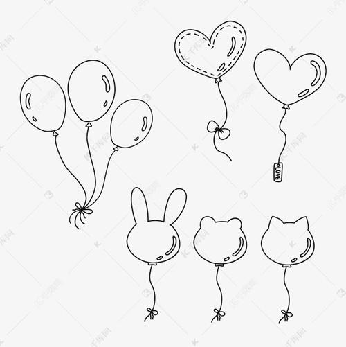 直线创意简笔画气球