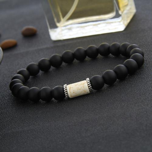wish爆款饰品 合金松石黑色磨砂石珠子手串 外贸简约串珠手链