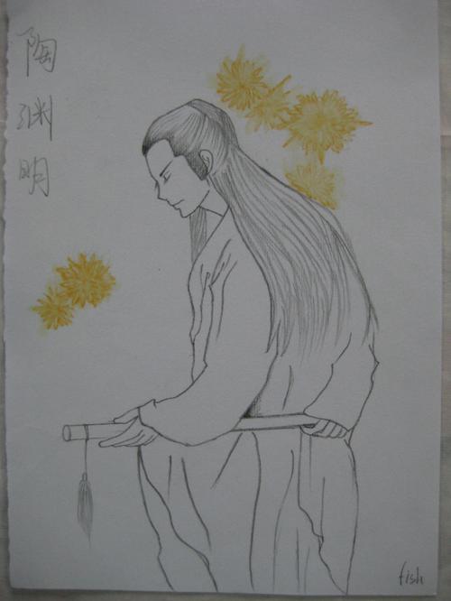 学生喻筱雅作业,古代诗人肖像画和古诗写意