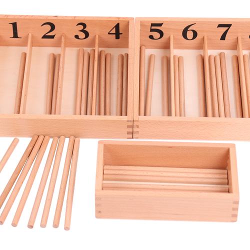 蒙特蒙台梭利蒙氏早教教具纺锤棒箱数数数学儿童早教
