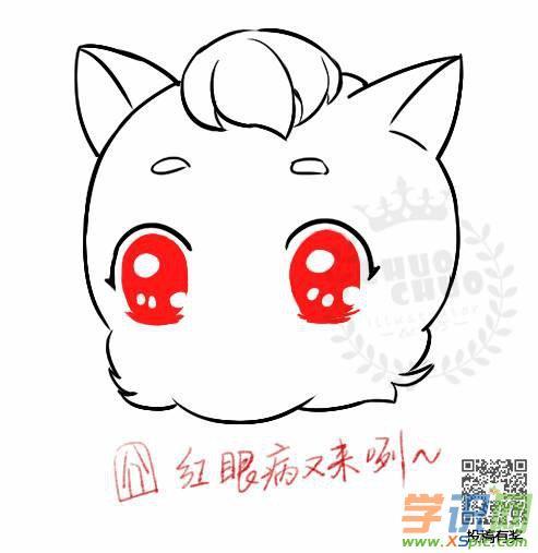 简单的小猫咪卡通绘画教程:可爱的小喵
