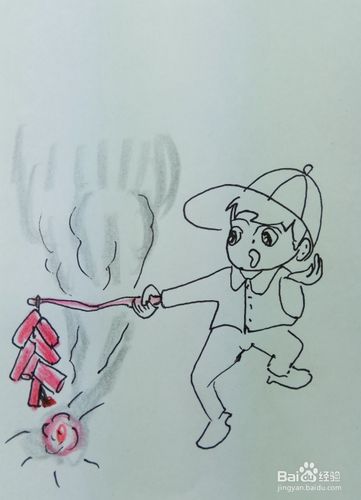 怎样画简笔画"放鞭炮的小男孩"?