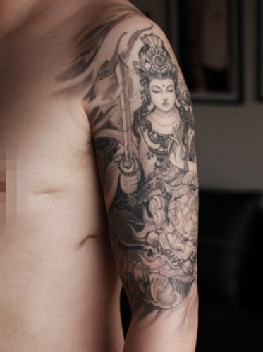 文殊菩萨纹身设计 大臂菩萨纹身男(2)